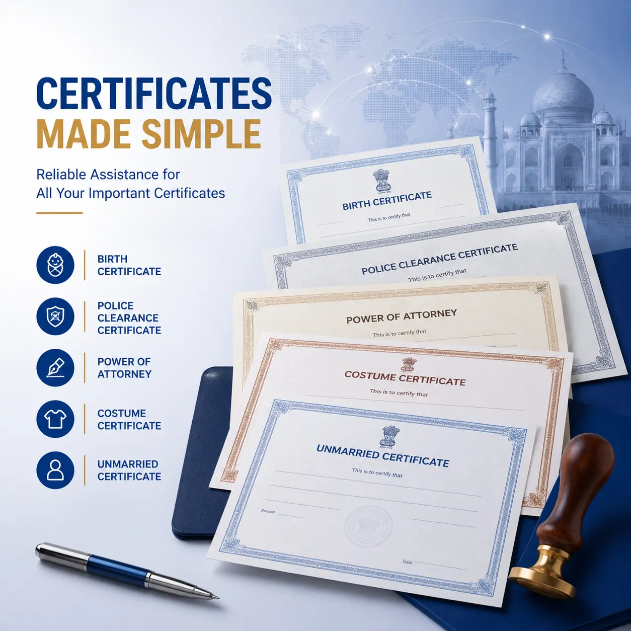 indian-consular-certificates Overseas Citizen of India OCI Card services illustration for application, renewal, and update assistance by Quikadwise.